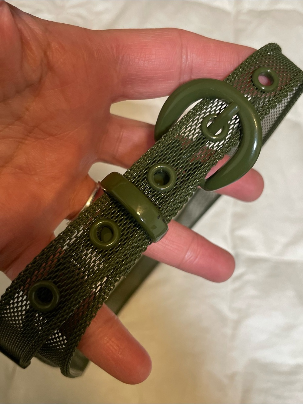 Vintage Olive Green Mesh Belt